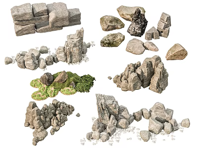 Modern rockery courtyard stone sketch stone landscaping rock strip stone gravel rock courtyard waterscape landscaping rockery rock 3d model