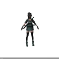 Warrior Character In Green 05 Label Outfit With Black Wolf Companion Standing Together