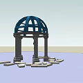 Architectural Blue Dome Outdoor Structure With Black Columns And Stone Slabs
