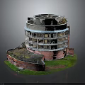 Circular Multi Storey Building With Red Brick Base Light Colored Floors Balconies And Surrounding Grass