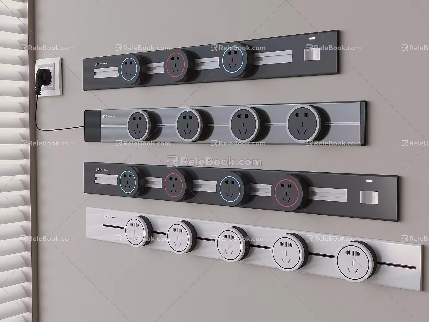 Removable rail socket panel 3d model