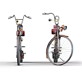 Stylish Retro Bicycles With Red Seats Copper Accents And Unique Frame Design