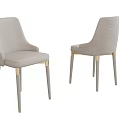 Light Gray Modern Dining Chairs With Stylish Golden Legs Design 3d model