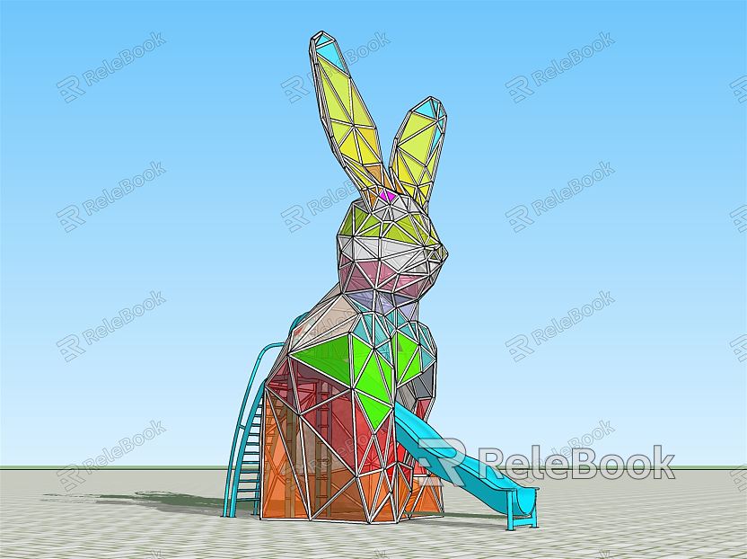 Modern slide children rabbit slide model