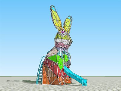 Modern slide children rabbit slide 3d model