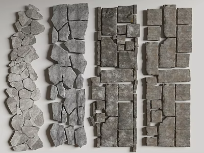 Natural Stone Garden Decorative Blocks With Diverse Shapes And Arrangements For Landscaping 3d model