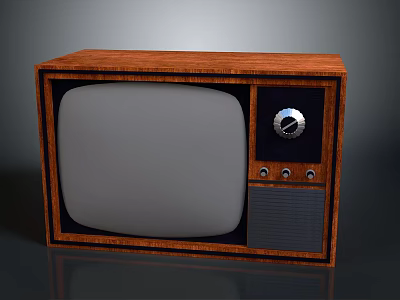 Vintage Electronic TV Set with Wooden Cabinet Retro Design and Control Knobs 3d model