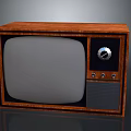 Vintage Electronic TV Set with Wooden Cabinet Retro Design and Control Knobs