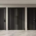 Modern Black Interior Swing Doors With Vertical Stripe Design For Home Living Space