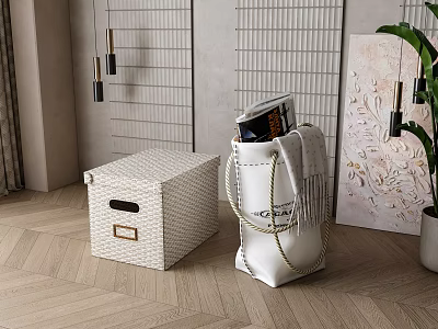 Stylish Storage Baskets In Modern Home Interior 3d model