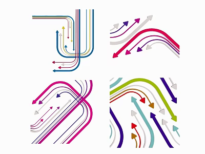 Stylish Colorful Arrow Pendants with Curved Lines and Four Different Designs 3d model