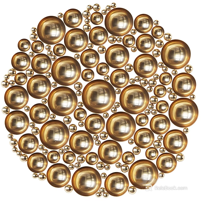 Shiny Golden Spherical Mirrors in Circular Decorative Arrangement for Home Interior 3d model 