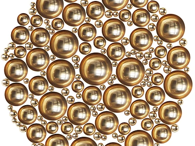 Shiny Golden Spherical Mirrors in Circular Decorative Arrangement for Home Interior 3d model