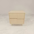 Modern Light Colored Wooden Bedside Table With Two Drawers And Slim Legs