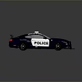 Gray Police Car With Sporty Design And Roof Mounted Police Lights