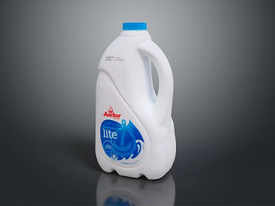 White Plastic Laundry Bottle with Blue Cap Red Logo Life Label and Blue Wave Design 3d model