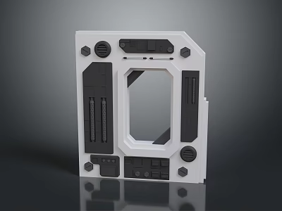 Mechanical Gate with White Frame Black Components Screw Holes and Control Panel 3d model