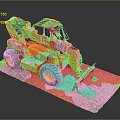 Vintage Yellow Loader Model With Large Wheels Front Bucket And Textured Base 3d model
