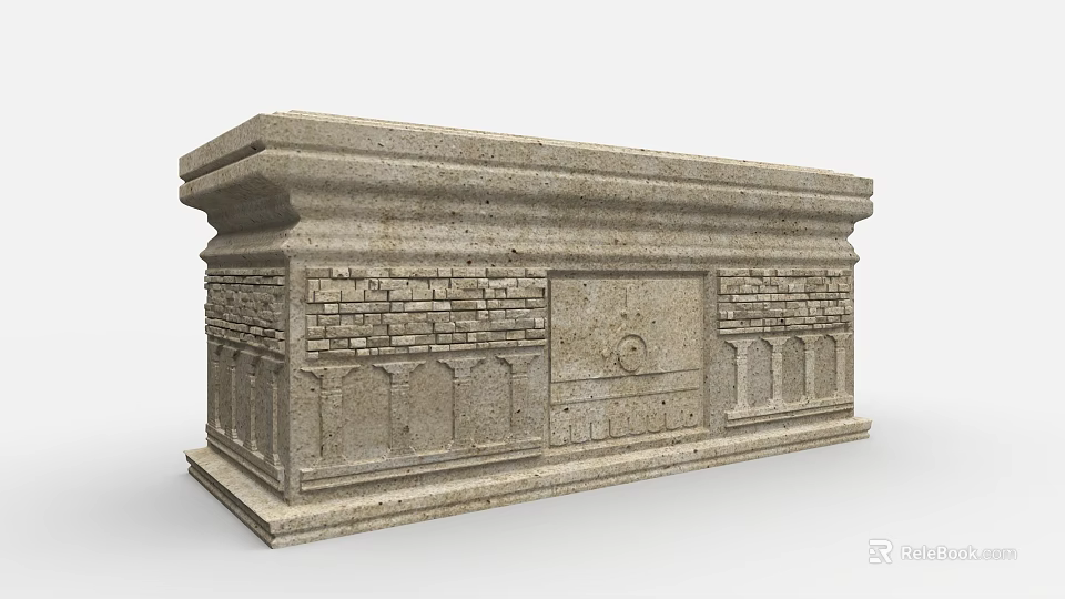 Ancient Architecture Stone Structure With Intricate Carvings And Brick Pattern Details 3d model 