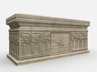 Ancient Architecture Stone Structure With Intricate Carvings And Brick Pattern Details 3d model