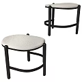 Modern Stool Design With Black Metal Frame And White Cushioned Round Seat