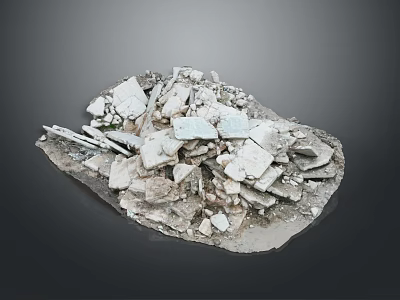 Pile of Construction Debris Containing Broken Stones and Glass Fragments 3d model