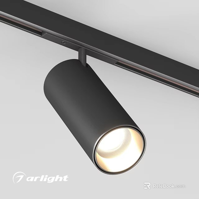 Black Modern Track Spotlight Ceiling Mounted With Bright LED Illumination 3d model 