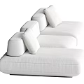 Spacious White Sectional Fabric Sofa With Comfortable Cushions And Modern Design 3d model