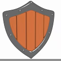 Medieval Shield Weapon With Silver Border Metal Rivets And Brown Stripes