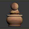 Two Piece Decorative Ornament Set Featuring Orange Pink Gradient Marble Texture Spherical Top Pedestal Design