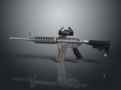 Modern Assault Rifle With Tactical Scope And Metallic Silver Black Finish 3d model