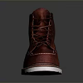 Brown Red Leather Ankle Boots With Lace Up Design And White Sole