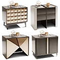Modern Elegant Nightstand Designs With Geometric Patterns Metal Frames And Decorative Trays 3d model