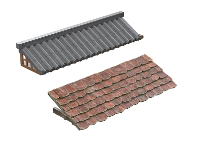 Traditional Roof Tiles With Gray And Red Ceramic Design For Classic Architecture 3d model