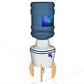 Blue Water Dispenser With Water Bottle Display Screen And Wooden Stand