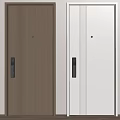 Modern Security Doors with Digital Keypad Locks in Brown and Beige 3d model