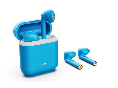 Blue Wireless Earbuds With Charging Case And In Ear Design For Portable Use 3d model