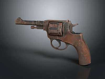 Vintage Rusted Revolver Firearm With Classic Design And Aged Metal Finish 3d model