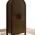 Sleek Modern Dark Colored Wardrobe With Smooth Surface And Copper Handle 3d model