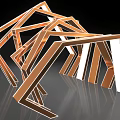 Modern Luxury Event Entrance With Golden Geometric Structure And Three Dimensional Design