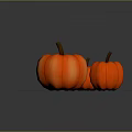 Three Orange Pumpkins on Green Grassy Surface as Fresh Food Display for Seasonal Use