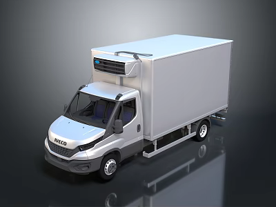 IVECO Refrigerated Truck With White Body And Cooling Unit For Commercial Cold Cargo Transportation 3d model