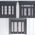 Chinese Traditional Double Doors With Wooden Frames And Decorative Glass Panels
