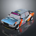 Gray And Orange Modified Race Car With Number 55 Stickers And Racing Livery