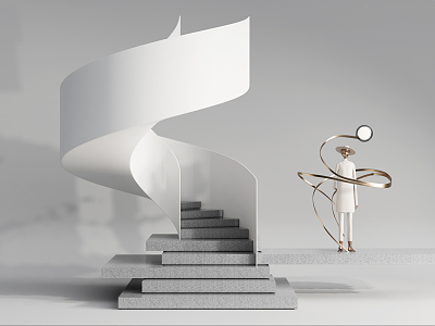 Modern revolving staircase sculpture model