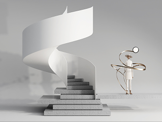 Modern revolving staircase sculpture 3d model