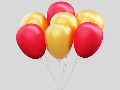 Decorative Ornament Set With Red And Gold Balloons For Home Or Party Use 3d model