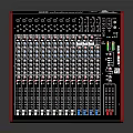 Professional Audio Mixing Console With Multiple Faders Knobs And Modern Red Black Frame