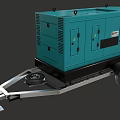 Blue Mobile Functional Generator Vehicle with Trailer Hitch and Dual Wheels 3d model