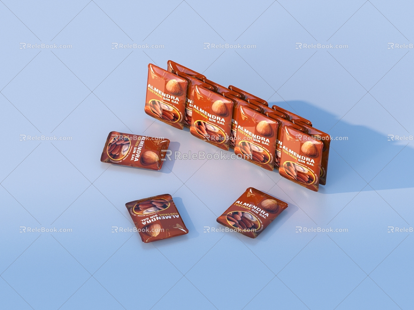 Almond Fruit Packaging Box Snack Food Box 3d model